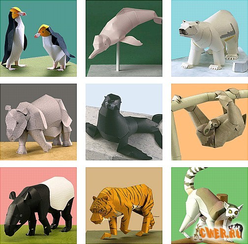 Бумажные модели животных и птиц. Часть 4