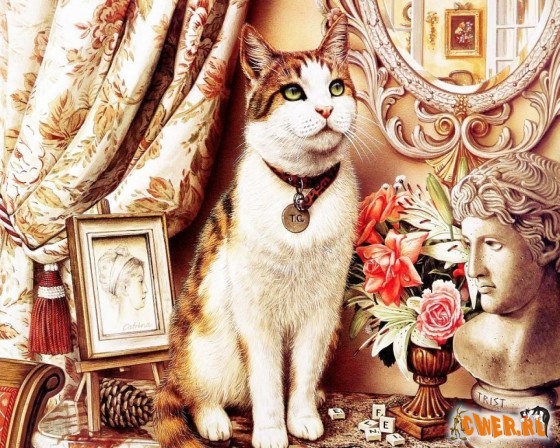 Рисованные портреты кошек