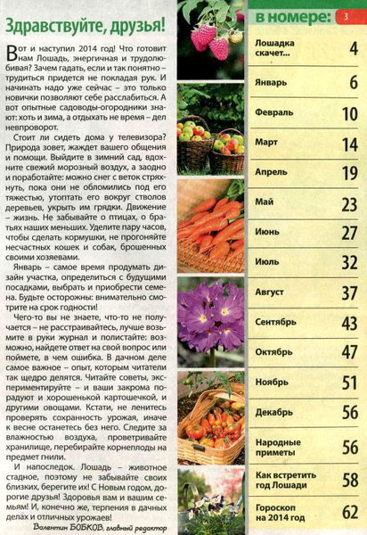 Календарь дачника №1 январь 2014