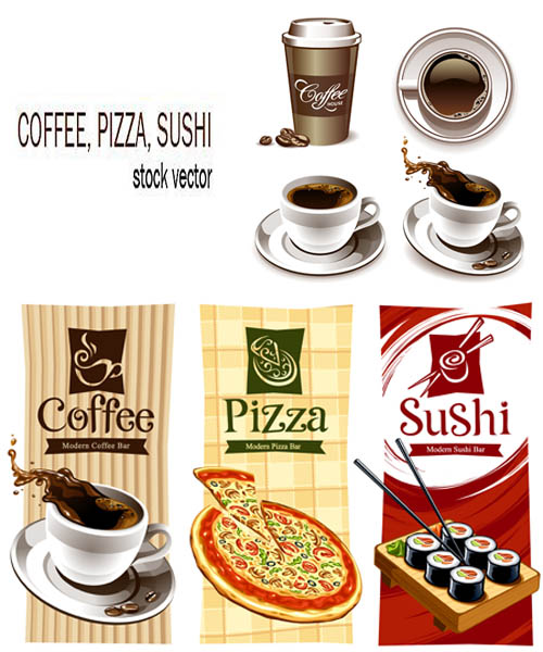 Coffee. Sushi. Pizza