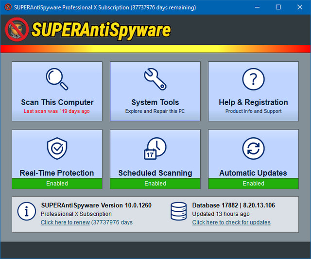 SUPERAntiSpyware Professional X
