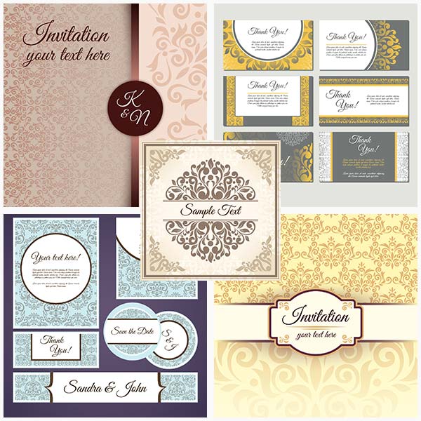 Damask templates and backgrounds vector (Cwer.ws)