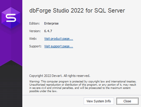 dbForge Studio 2022 for SQL Server Enterprise 6.4.7