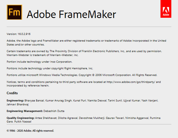 Adobe FrameMaker 2020 16.0.2.916
