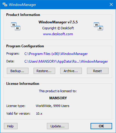 DeskSoft WindowManager 7.5.5
