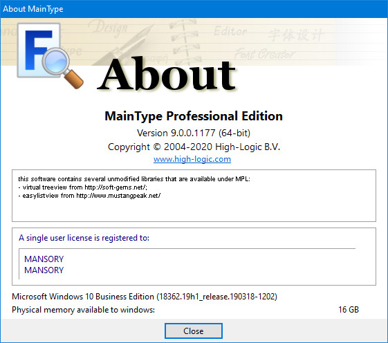 High-Logic MainType Professional Edition 9.0.0.1177