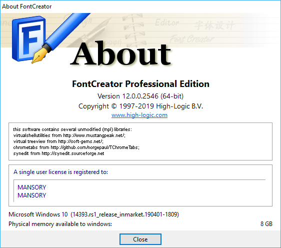 High-Logic FontCreator Professional Edition 12.0.0.2546