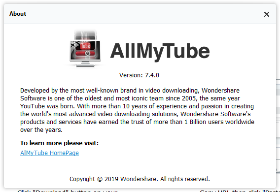 Wondershare AllMyTube 7.4.0.9