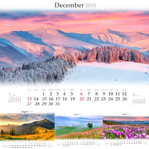 Календарь на 2015 год с природными пейзажами