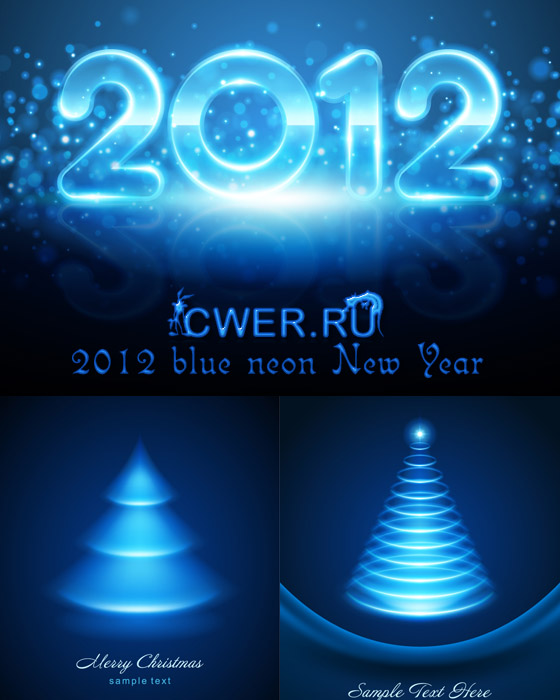 2012 blue neon New Year