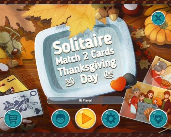 Solitaire Match 2 Cards Thanksgiving Day