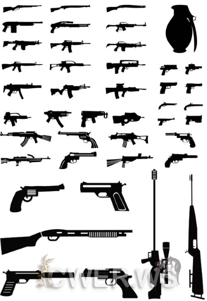 Силуэты разного вида оружия
