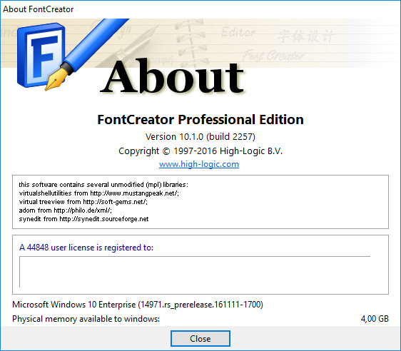 FontCreator Professional Edition 10.1.0 Build 2257