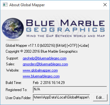 Global Mapper 17.1.0 Build 020216