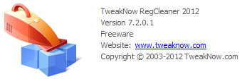 TweakNow RegCleaner 2012 7.2.0.1